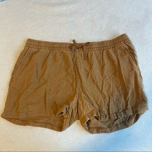 Olive Green Linen Shorts